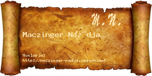 Maczinger Nádja névjegykártya